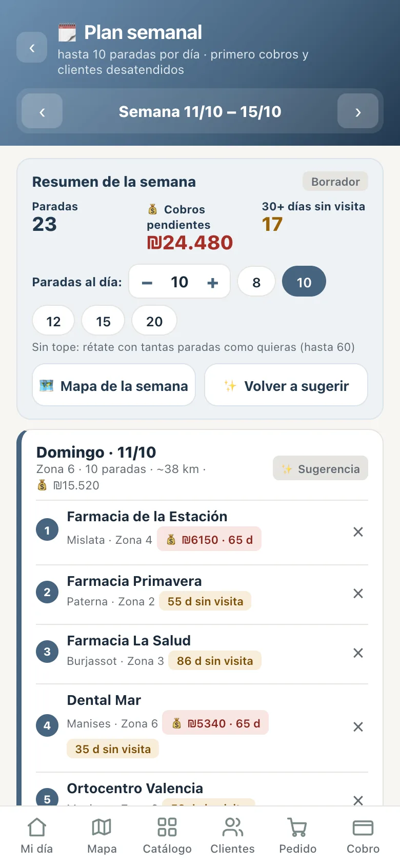 Plan semanal en JaSale